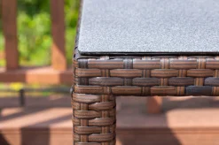 OUTFLEXX Dining Tisch, braun marmoriert, Polyrattan, 180 x 100 cm, Tischplatte Spraystone, 6mm