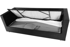 OUTFLEXX Dreisitzer-Sofa, creme/weiß, schwarz, Polyrattan, 210x85x70cm, inkl. Polster + wasserfeste Kissenbox