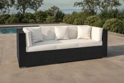 OUTFLEXX Dreisitzer-Sofa, creme/weiß, schwarz, Polyrattan, 210x85x70cm, inkl. Polster + wasserfeste Kissenbox