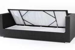 OUTFLEXX Dreisitzer-Sofa, creme/weiß, schwarz, Polyrattan, 210x85x70cm, inkl. Polster + wasserfeste Kissenbox