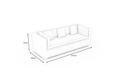 OUTFLEXX Dreisitzer-Sofa, creme/weiß, schwarz, Polyrattan, 210x85x70cm, inkl. Polster + wasserfeste Kissenbox