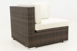 OUTFLEXX Eckelement, braun marmoriert, Polyrattan, 85 x 85 x 70 cm, wasserfeste Kissenbox