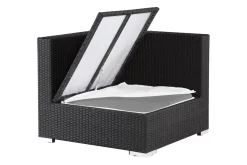 OUTFLEXX Eckelement, creme/weiß, schwarz, Polyrattan, inkl. Polster und Kissen, wasserfeste Kissenbox
