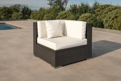 OUTFLEXX Eckelement, creme/weiß, schwarz, Polyrattan, inkl. Polster und Kissen, wasserfeste Kissenbox