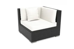 OUTFLEXX Eckelement, creme/weiß, schwarz, Polyrattan, inkl. Polster und Kissen, wasserfeste Kissenbox
