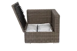 OUTFLEXX Eckelement links, grau, Polyrattan, 82 x 82 x 70 cm, verstellbare Sitzfläche, wasserfeste Kissenbox