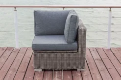 OUTFLEXX Eckelement links, grau, Polyrattan, 82 x 82 x 70 cm, verstellbare Sitzfläche, wasserfeste Kissenbox