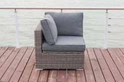 OUTFLEXX Eckelement rechts, grau, Polyrattan, 82 x 82 x 70 cm, verstellbare Sitzfläche, wasserfeste Kissenbox