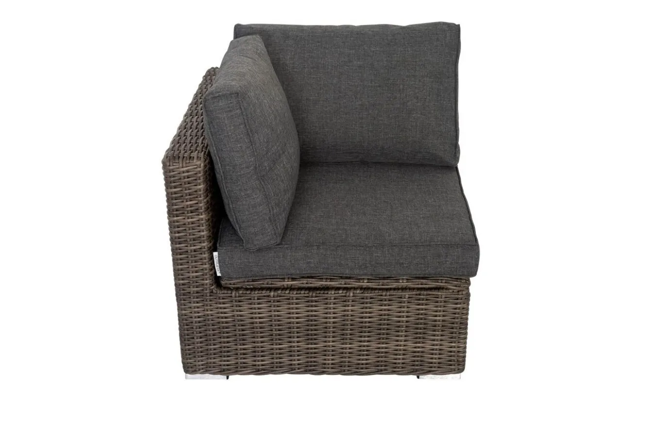 OUTFLEXX Eckelement rechts, grau, Polyrattan, 82 x 82 x 70 cm, verstellbare Sitzfläche, wasserfeste Kissenbox