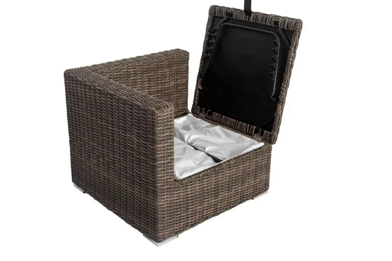 OUTFLEXX Eckelement rechts, grau, Polyrattan, 82 x 82 x 70 cm, verstellbare Sitzfläche, wasserfeste Kissenbox
