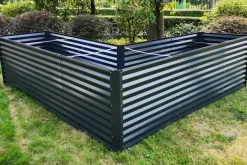 OUTFLEXX Eck-Hochbeet, anthrazit, Aluminium-Zink-Stahl, 270x270x90x84cm