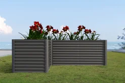 OUTFLEXX Eck-Hochbeet, anthrazit, Aluminium-Zink-Stahl, 270x270x90x84cm