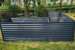 OUTFLEXX Eck-Hochbeet, anthrazit, Aluminium-Zink-Stahl, 270x270x90x84cm