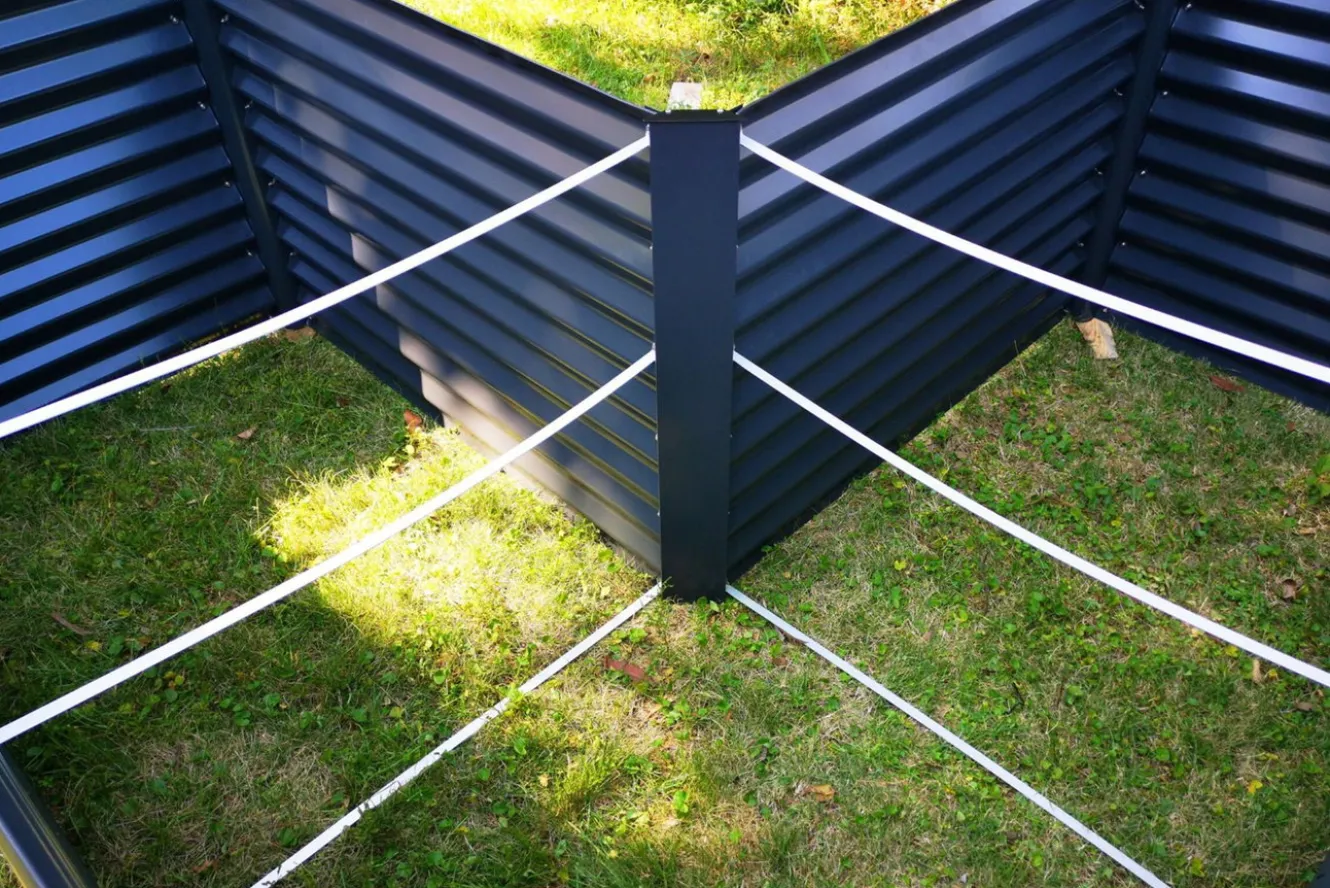 OUTFLEXX Eck-Hochbeet, anthrazit, Aluminium-Zink-Stahl, 210x210x90x84cm