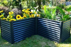 OUTFLEXX Eck-Hochbeet, anthrazit, Aluminium-Zink-Stahl, 210x210x90x84cm