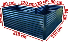OUTFLEXX Eck-Hochbeet, anthrazit, Aluminium-Zink-Stahl, 210x210x90x84cm