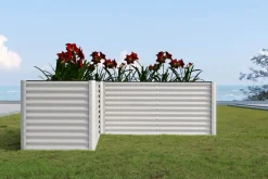 OUTFLEXX Eck-Hochbeet, silber, Aluminium-Zink-Stahl, 270x270x90x84cm