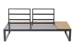 OUTFLEXX Ecklounge, anthrazit matt, Alu/Holzoptik, 5 Personen, Seitenablage