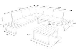 OUTFLEXX Ecklounge, anthrazit matt, Alu/Holzoptik, 5 Personen, Seitenablage