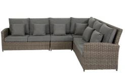 OUTFLEXX Ecklounge, grau, Polyrattan, 4tlg, 5-6 Personen, inkl. Polster und Kissen