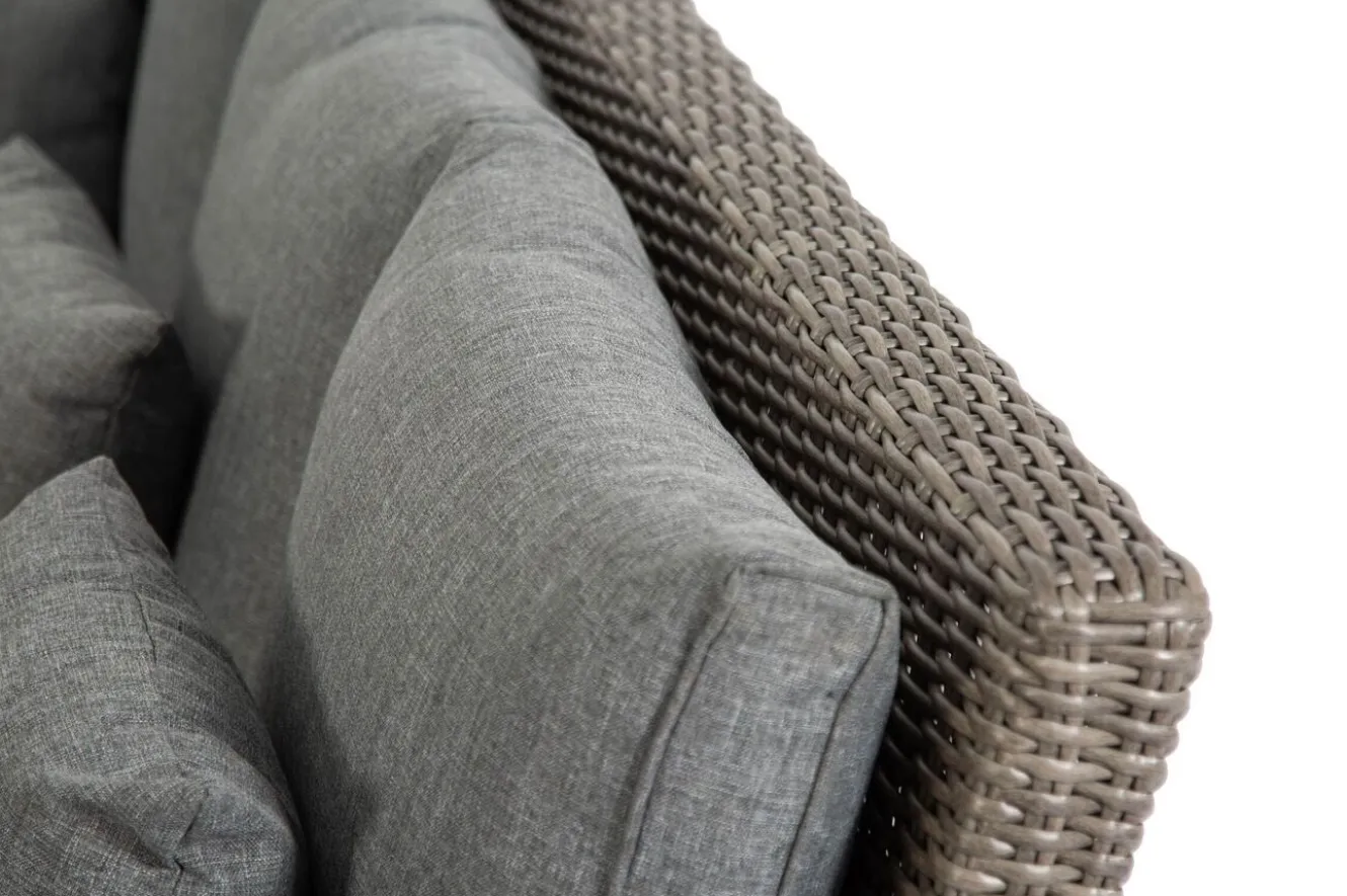 OUTFLEXX Ecklounge, grau, Polyrattan, 4tlg, 5-6 Personen, inkl. Polster und Kissen