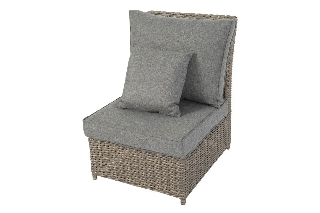 OUTFLEXX Ecklounge, grau, Polyrattan, 4tlg, 5-6 Personen, inkl. Polster und Kissen
