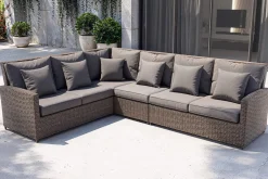 OUTFLEXX Ecklounge, grau, Polyrattan, 4tlg, 5-6 Personen, inkl. Polster und Kissen
