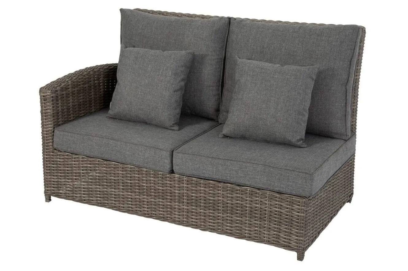 OUTFLEXX Ecklounge, grau, Polyrattan, 4tlg, 5-6 Personen, inkl. Polster und Kissen
