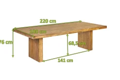 OUTFLEXX Encino Esstisch, natur, recyceltes Teak, 220 x 100 cm, FSC®-zertifiziertes Produkt