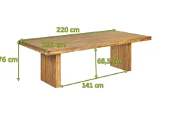 OUTFLEXX Encino Esstisch, natur, recyceltes Teak, 220 x 100 cm, FSC®-zertifiziertes Produkt