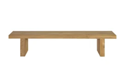OUTFLEXX Encino Garten-Essgruppe, recyceltes Teak, Tisch 220x100cm, 2 Bänke 220x40cm, Gebürstet, Hohe Belastbarkeit, FSC®-zertifiziertes Produkt