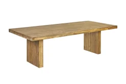 OUTFLEXX Encino Garten-Essgruppe, natur/recyceltes Teak, Bank 220x50, Tisch 220x107, Gebürstet, Recycled, FSC®-zertifiziertes Produkt