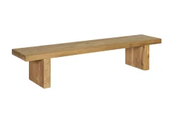 OUTFLEXX Encino Garten-Essgruppe, natur/recyceltes Teak, Bank 220x50, Tisch 220x107, Gebürstet, Recycled, FSC®-zertifiziertes Produkt