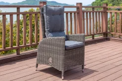 OUTFLEXX 2er Set Dining Sessel, grau, Polyrattan, je 55 x 65 x 112 cm, Rücken stufenlos verstellbar
