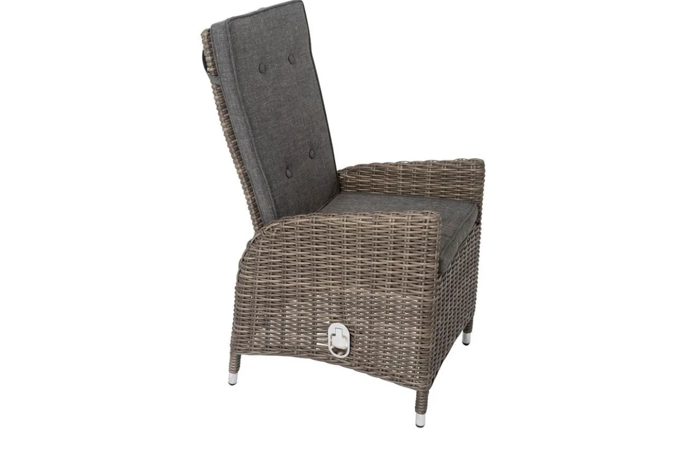 OUTFLEXX 2er Set Dining Sessel, grau, Polyrattan, je 55 x 65 x 112 cm, Rücken stufenlos verstellbar