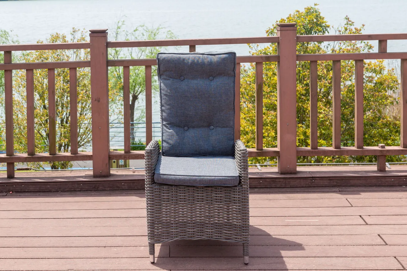 OUTFLEXX 2er Set Dining Sessel, grau, Polyrattan, je 55 x 65 x 112 cm, Rücken stufenlos verstellbar