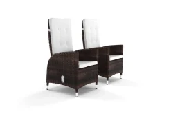 OUTFLEXX 2er Set Dining Sessel, braun marmoriert, Polyrattan, 55 x 65 x 112 cm, Rücken stufenlos verstellbar