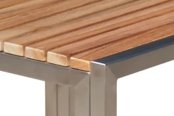OUTFLEXX 2er-Set Rollliege, silber, Edelstahl/Teak, 212x71x36 cm, mit Beistelltisch 45x45cm, FSC®-zertifiziertes Produkt