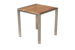 OUTFLEXX 2er-Set Rollliege, taupe, Edelstahl/Teak, 212x71x36cm, mit Beistelltisch 45x45cm, FSC®-zertifiziertes Produkt