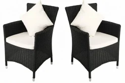 OUTFLEXX 2er Set Sessel, schwarz, Polyrattan inkl. Kissen und Polster