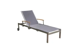 OUTFLEXX 2er-Set Sonnenliegen, taupe, Edelstahl/Textilene, 195 x 74 cm, mit Beistelltisch 45 x 45 cm, FSC®-zertifiziertes Produkt