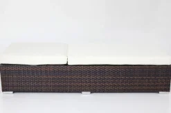 OUTFLEXX 2er-Set Sonnenliegen, braun marmoriert, Polyrattan, je 200x70x45cm, mit Beistelltisch