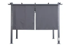 OUTFLEXX 2er Vorhangset, anthrazit, Polyester, 120 x 150 cm, pflegeleicht, passend für Pergola 3x4 m/4x4 m