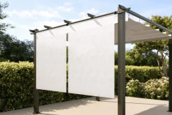 OUTFLEXX 2er Vorhangset, Creme, Polyester, ca. 120 x 150 cm, witterungs- & UV-beständig, passend für Pergola 3x3 m/3x4 m