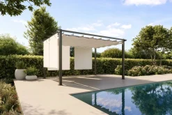 OUTFLEXX 2er Vorhangset, creme, Polyester, 170 x 150 cm, witterungs- & UV-beständig, passend für Pergola 3x3 m