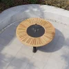 OUTFLEXX Esstisch, anthrazit matt, Alu/Teak, Ø150x75 cm, mit Glasinlay