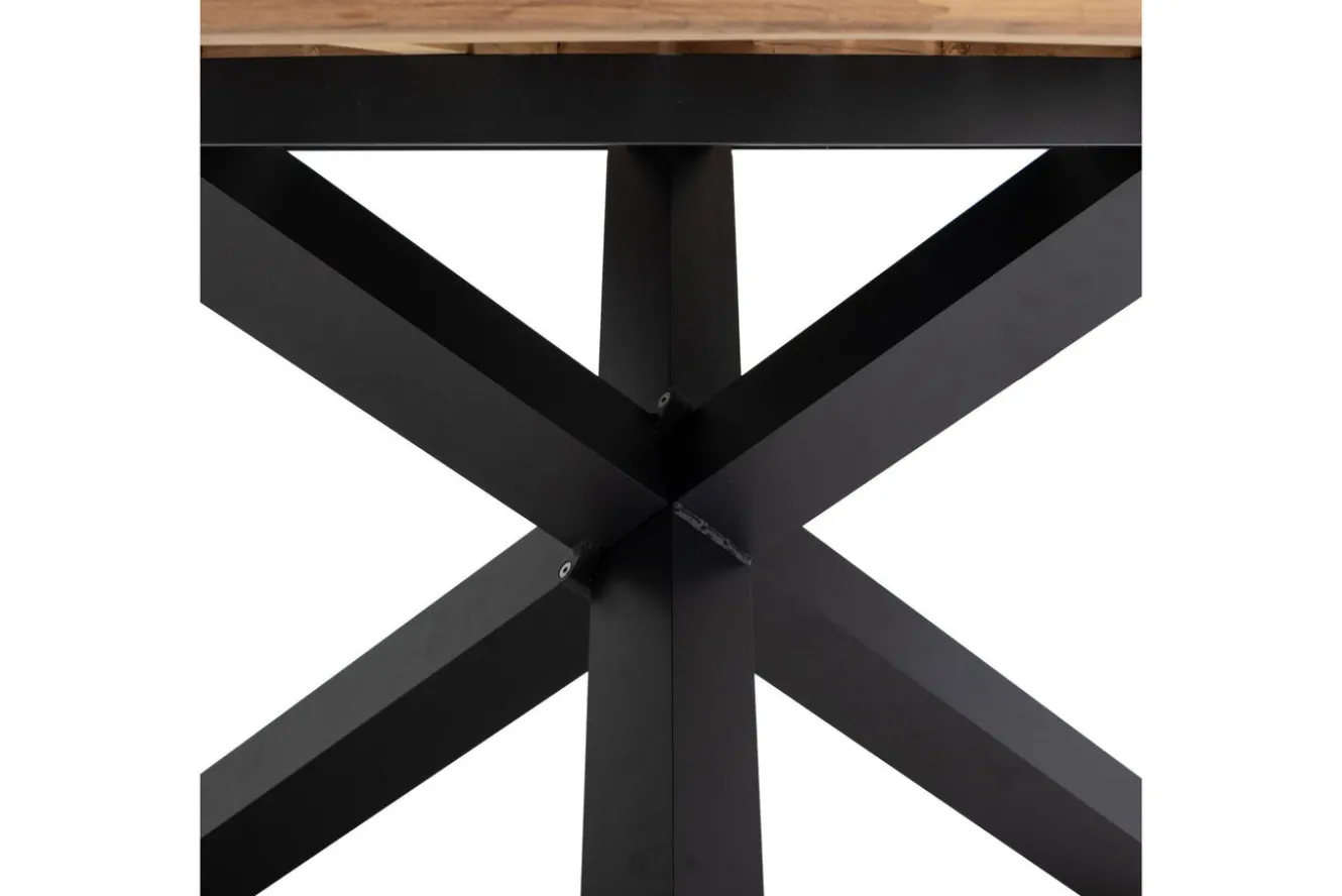 OUTFLEXX Esstisch, anthrazit matt, Alu/Teak, Ø150x75 cm, mit Glasinlay