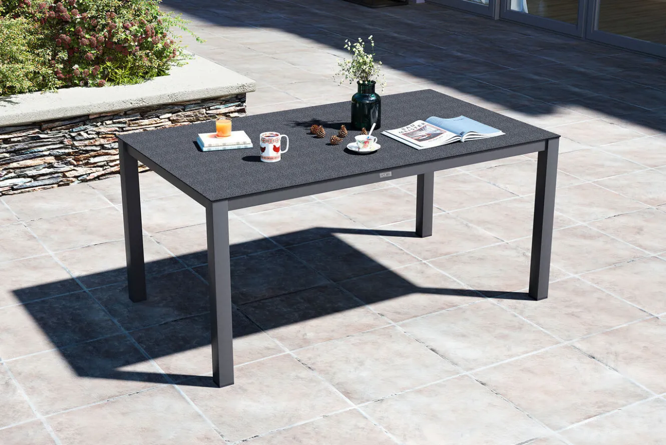 OUTFLEXX Esstisch, anthrazit, Alu/Spraystone, 160x95 cm