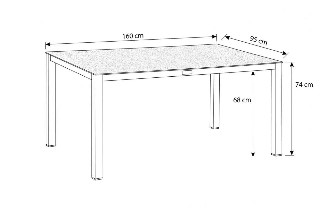 OUTFLEXX Esstisch, anthrazit matt, Alu/Spraystone, 160x95 cm