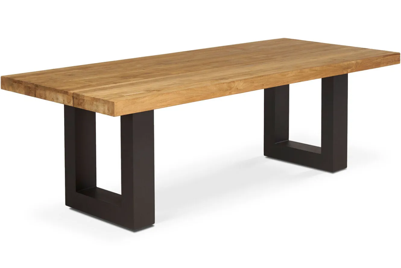 OUTFLEXX Esstisch, anthrazit/natur, Alu/recyceltes Teak, 220 x 100 cm, rustikal gebürstet, FSC®-zertifiziertes Produkt
